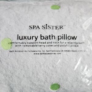 NEW  Bath Junkie White and Green LUXURY TERRY REMOVABLE BATH Pillow